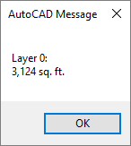 Dialog box showing layer name and total area