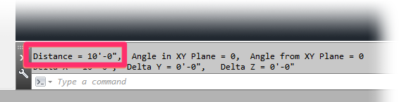 Distance shown in Command line