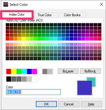 Index Color tab