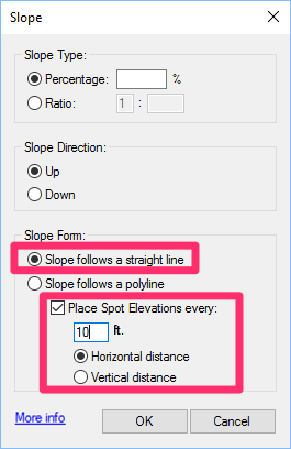 Setting a slope in a straight line