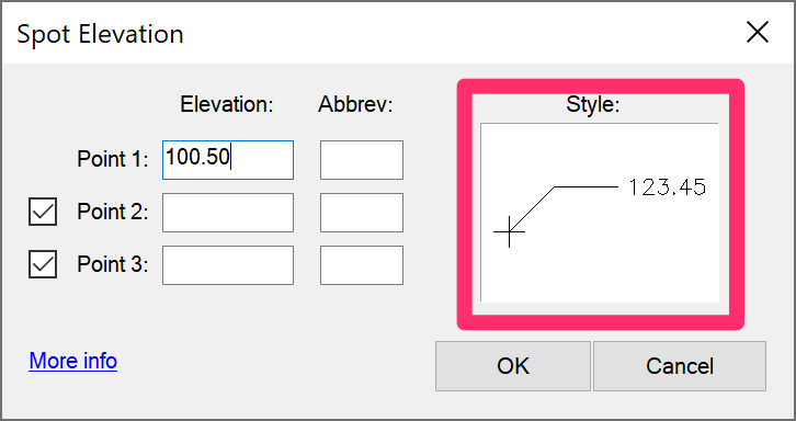 Spot Elevation style