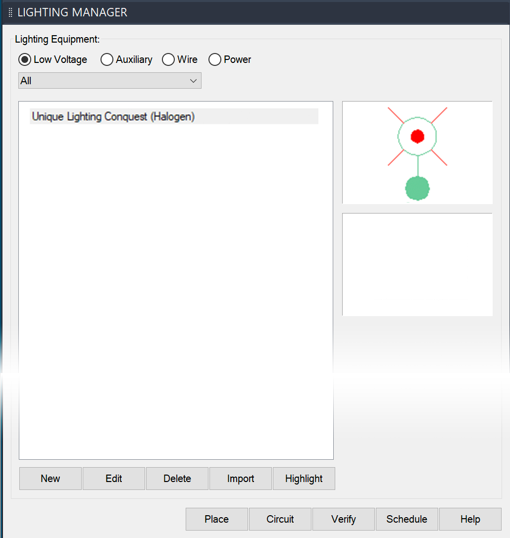 Imported equipment now listed in Lighting Manager