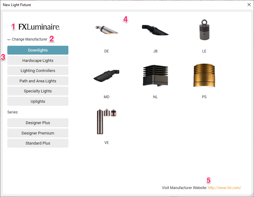 Adding fixtures from manufacturers