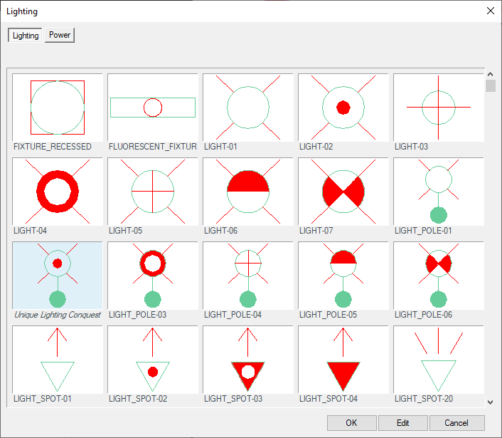 Select a fixture symbol