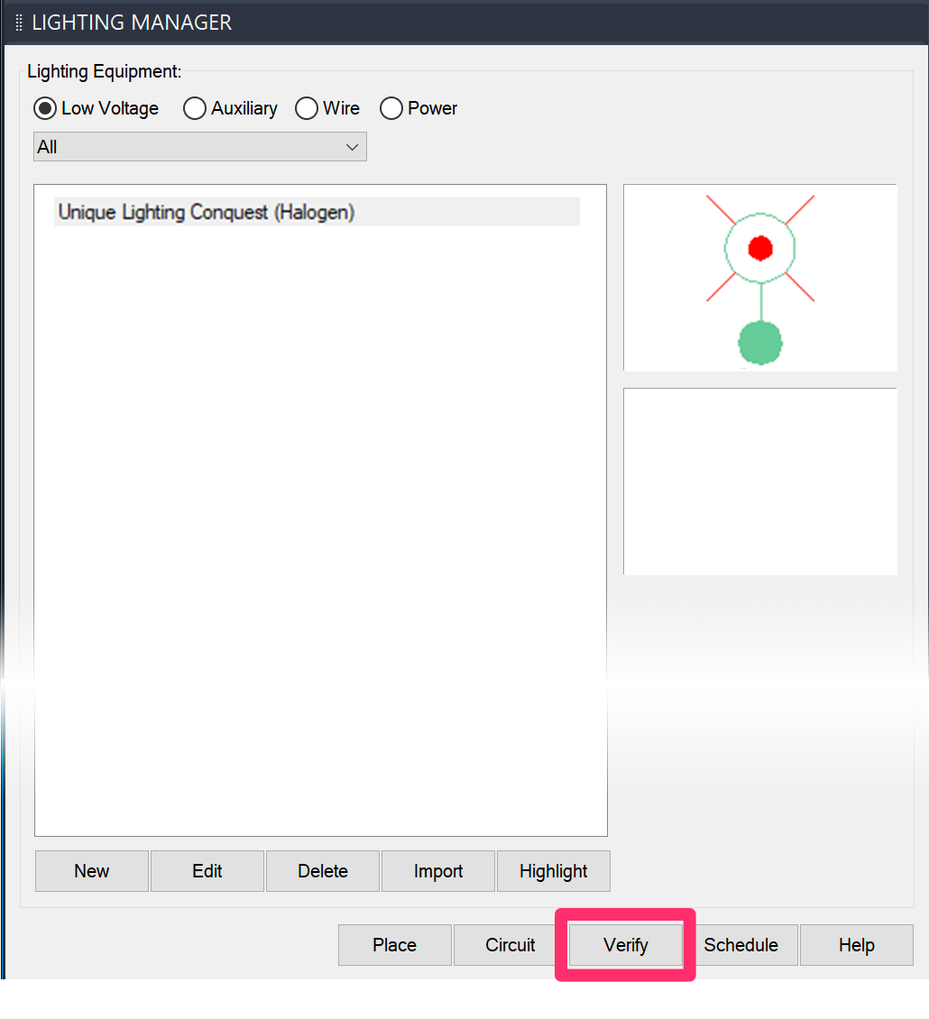 Verify Lighting tool