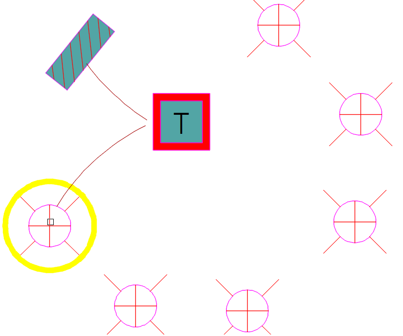 Yellow circle indicating successful connection to component