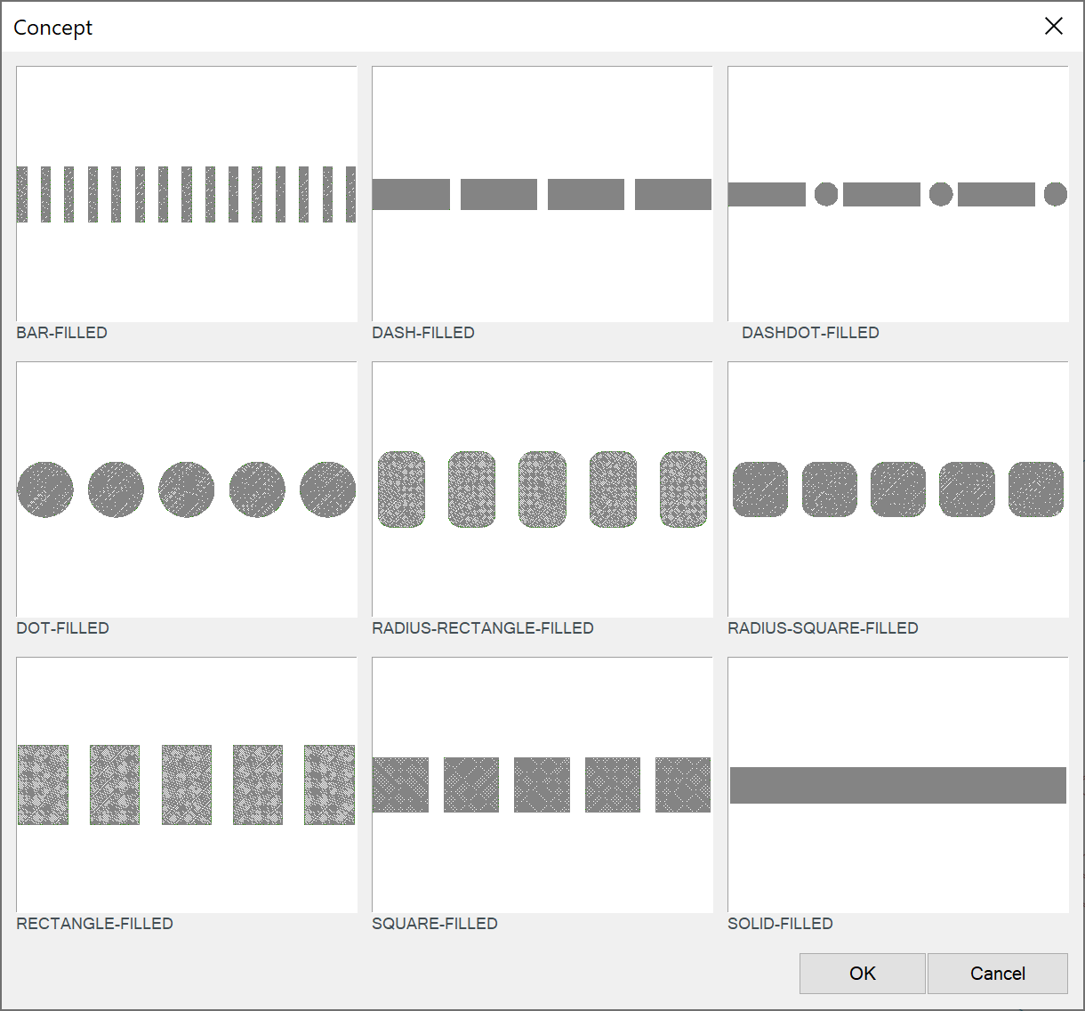 Graphic options for Concept Lines