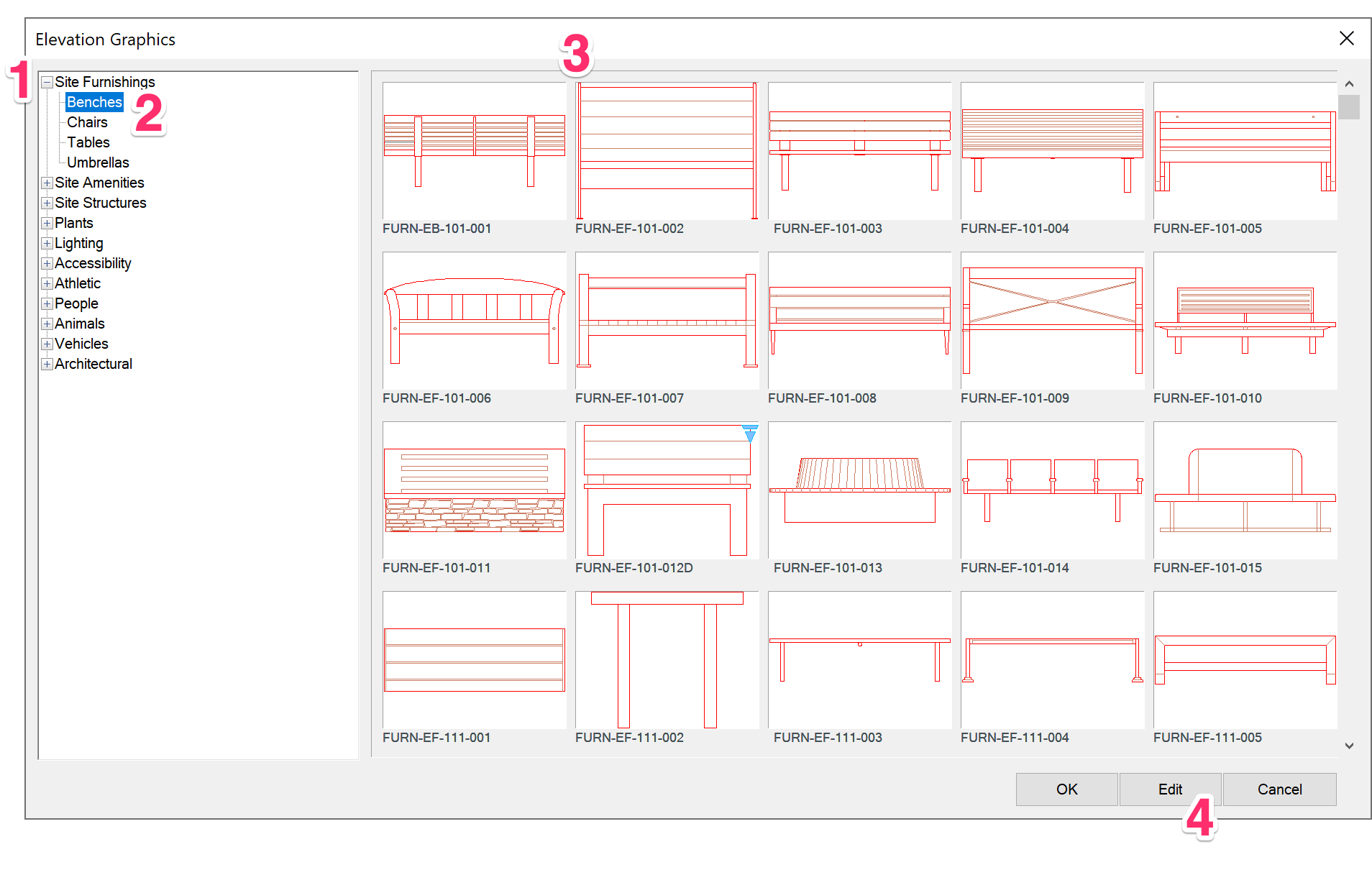 Elevation Graphics dialog box, overview