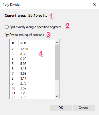 Poly Divide dialog box, overview
