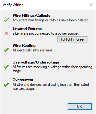 Verify Wiring, overview of possible errors