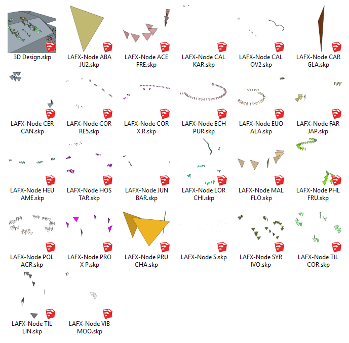 Folder containing individual SKP files for each species