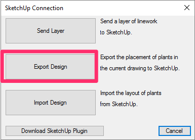 3D Connection dialog box, Export Design button