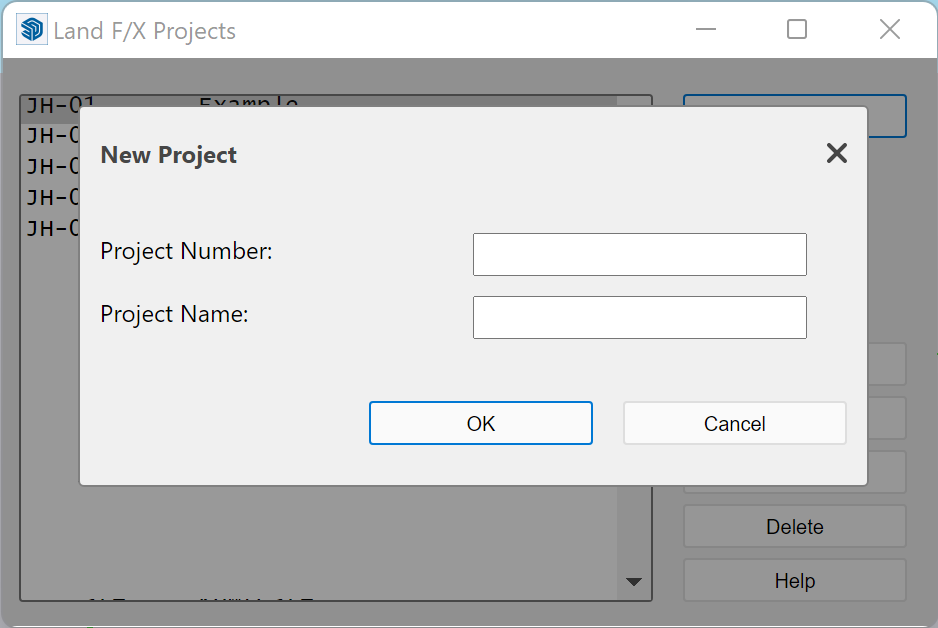 New Project dialog box