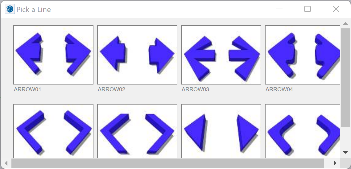 Pick a Line dialog box showing arrow styles