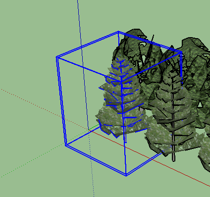 3D cube appears around selected plant