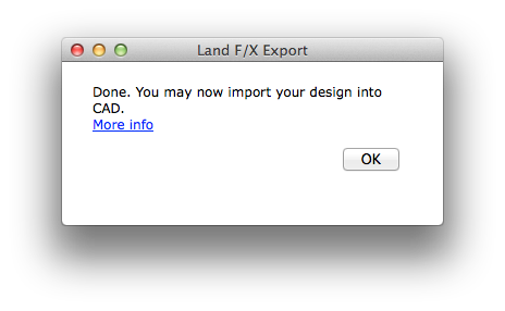 Land F/X Export dialog box