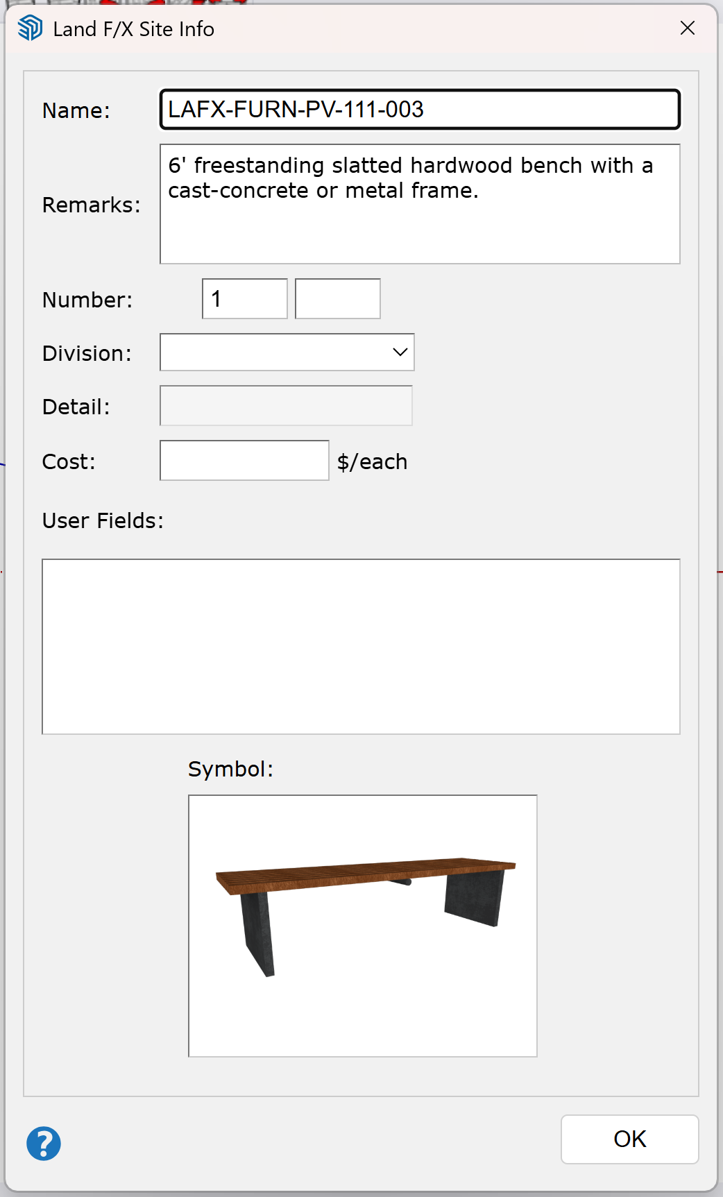 Site Info dialog box