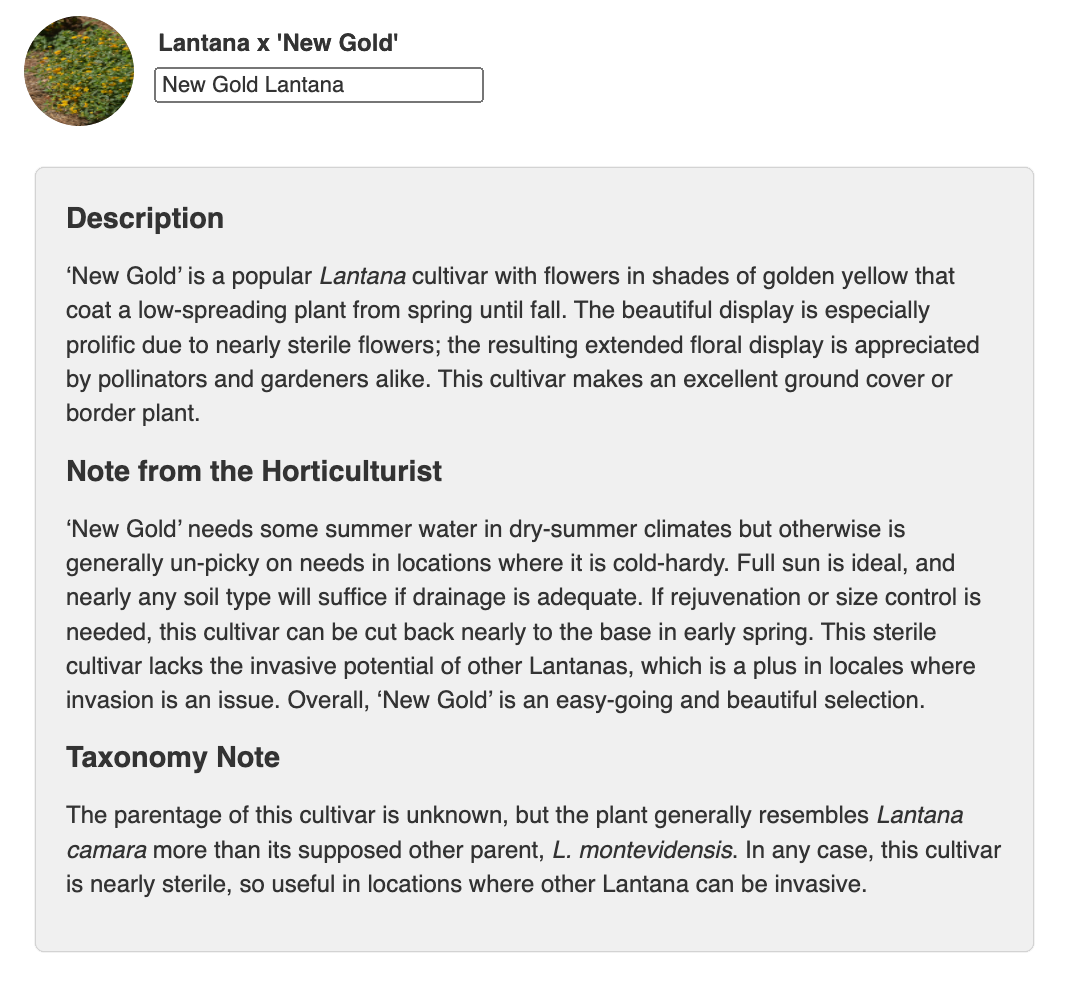 Plants have detailed descriptions